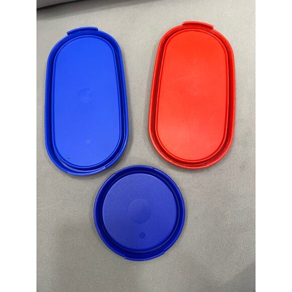 Tupperware 2 Oval 1 Round Modular Mates Lids - Picture 2 of 2